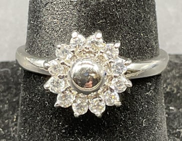 Sterling Silver Semiprecious Flower Ring