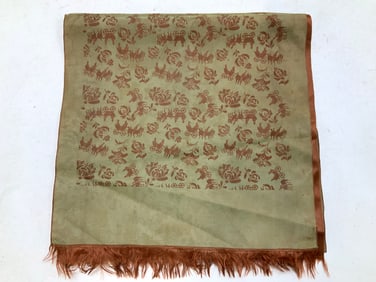Floral & Horse Carriage Motif Silk Scarf