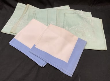 Lot 10 Table Linen Light Green Blue Floral Napkins