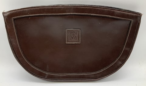 Vntg Anne Klein Brown Leather Wristlet Bag