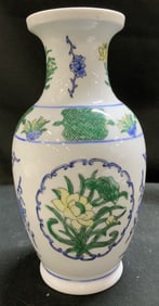 Vntg Overjoy Hand Painted Floral Vase HONG KONG