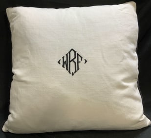 White & Black Monogram WRF Throw Pillow