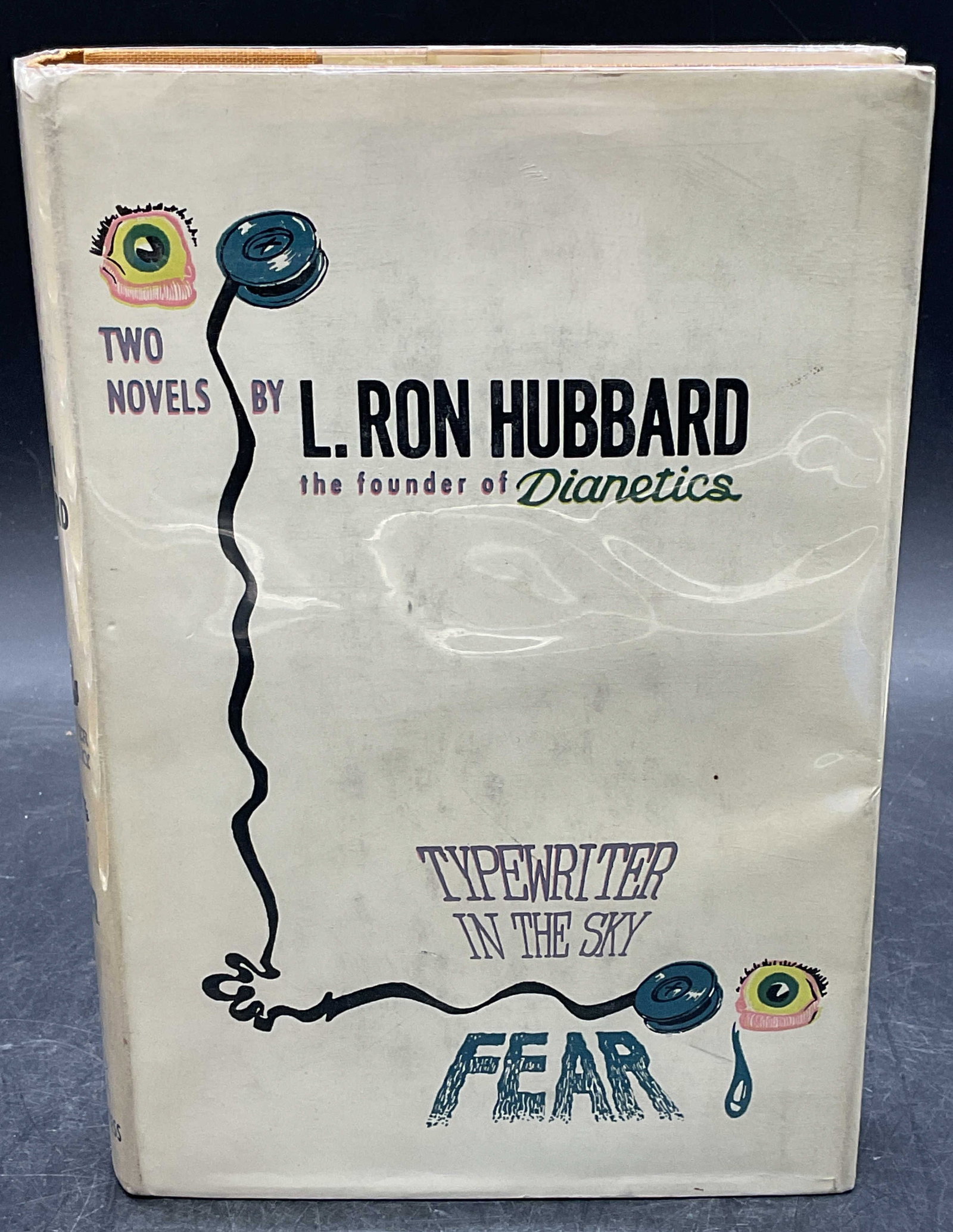 L Ron Hubbard Typewriter In The Sky 1st Ed 1951: Hardcover copy of Typewriter In The Sky and Fear by L Ron Hubbard. First edition. Published by Gnome, 1951. Measures approx 8.25 x 5.5 inches. Some wear to cover, pages, and binding consistent with ex