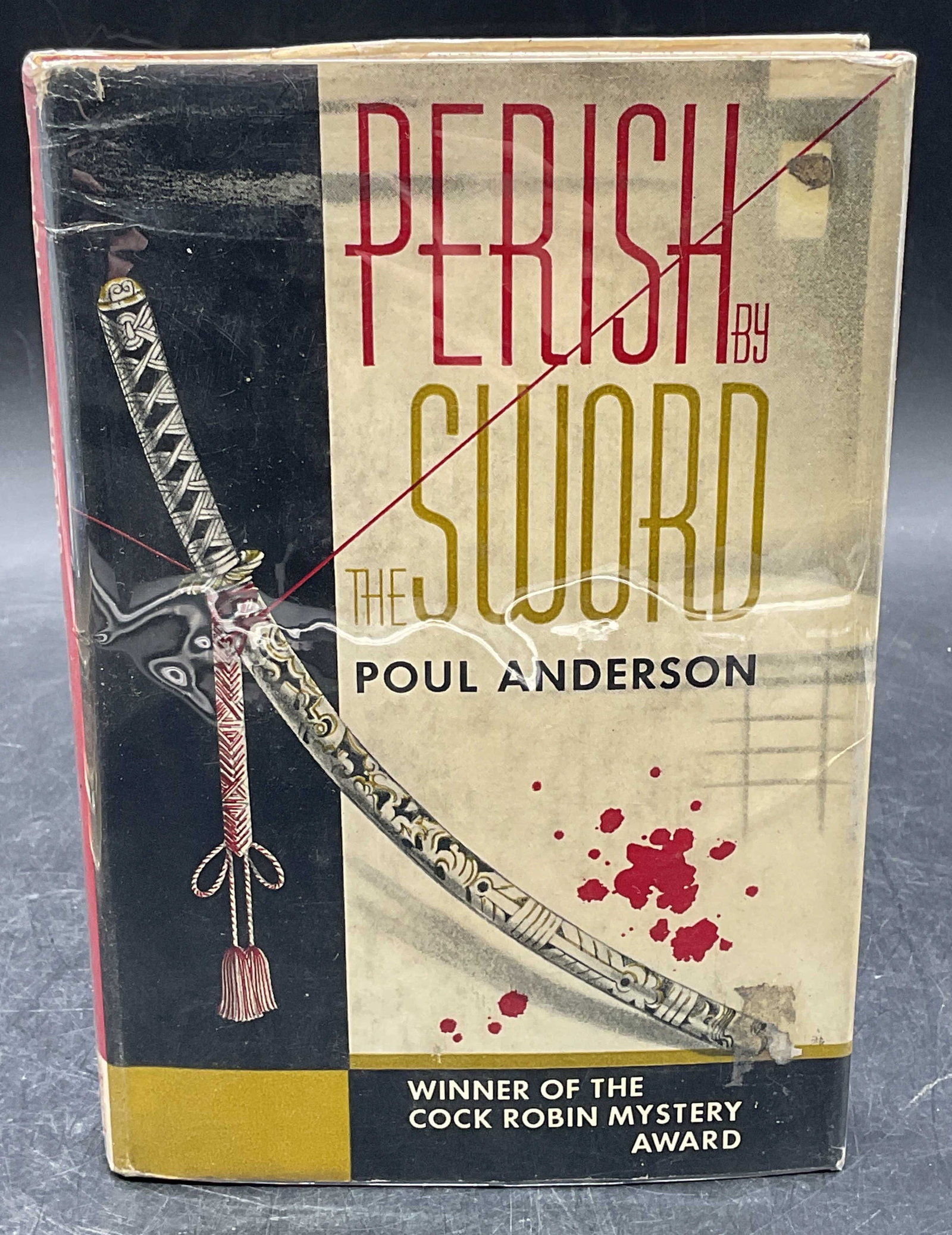 Poul Anderson Perish By Sword 1959 2nd Print: Hardcover copy of Perish By The Sword by Poul Anderson. Second printing. Published by Macmillan, 1959. Measures approx 7.5 x 5 inches. Some wear to cover, pages, and binding consistent with exposure. 