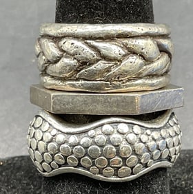 Lot 3 Sterling Silver Rings, 23.4 Grams