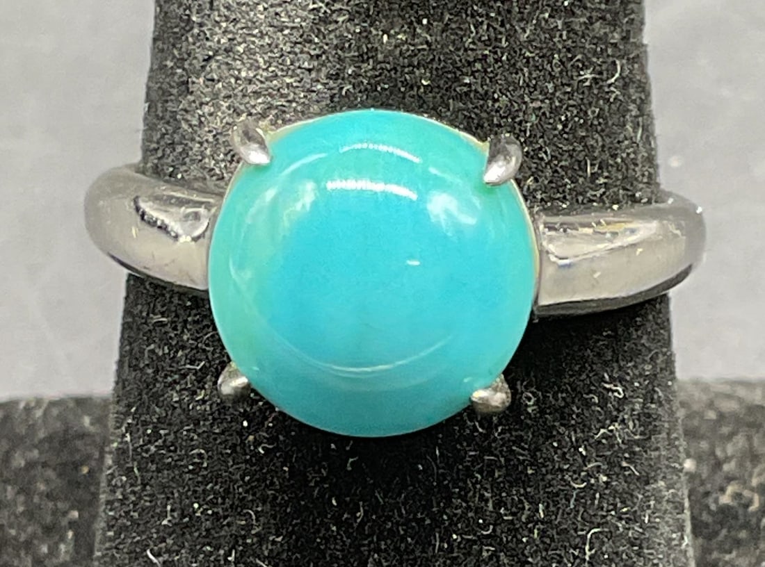 Sterling Silver Blue Cabochon Ring (1 of 6)