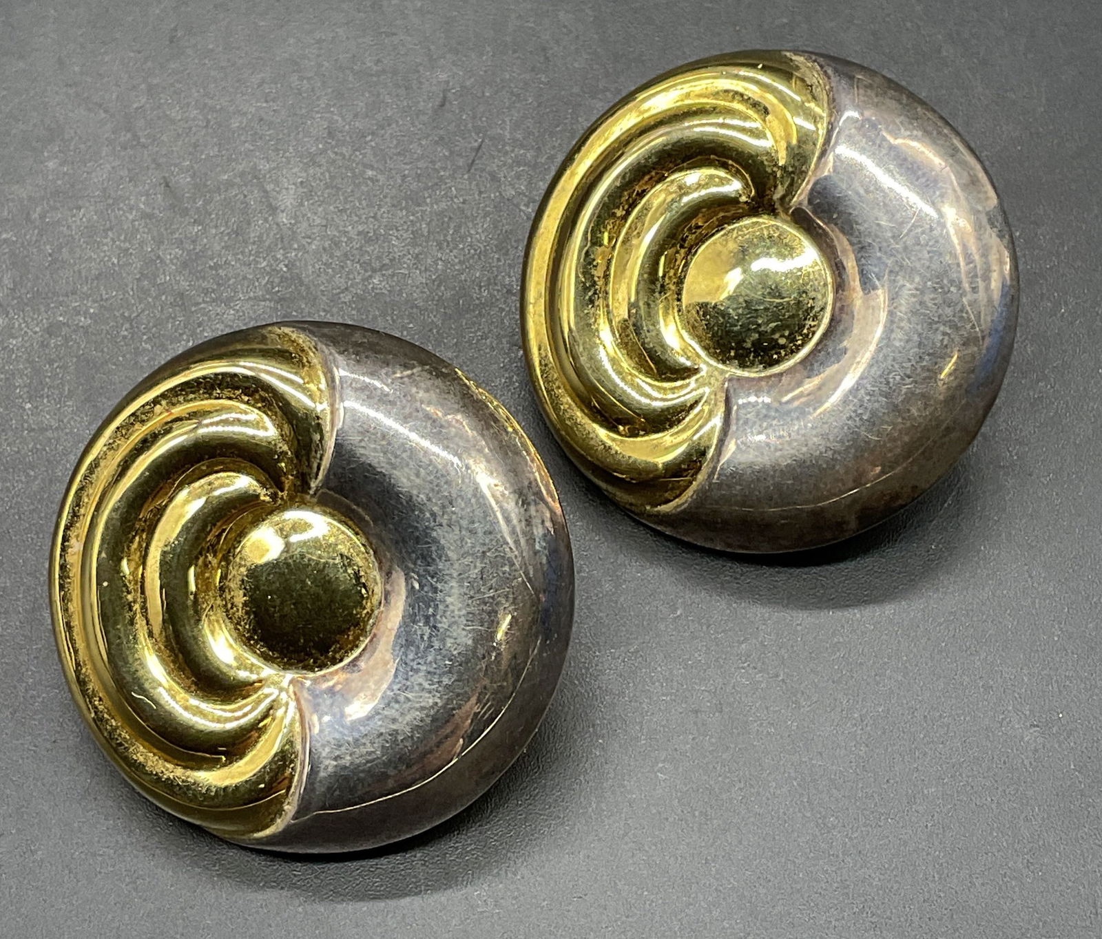 Vtg Sterling Silver Gold Plated Circle Earrings (1 of 6)