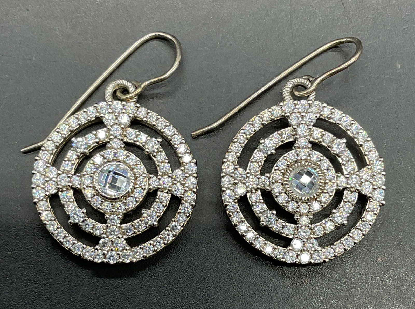 Sterling Silver Clear Semiprecious Circle Earrings (1 of 6)