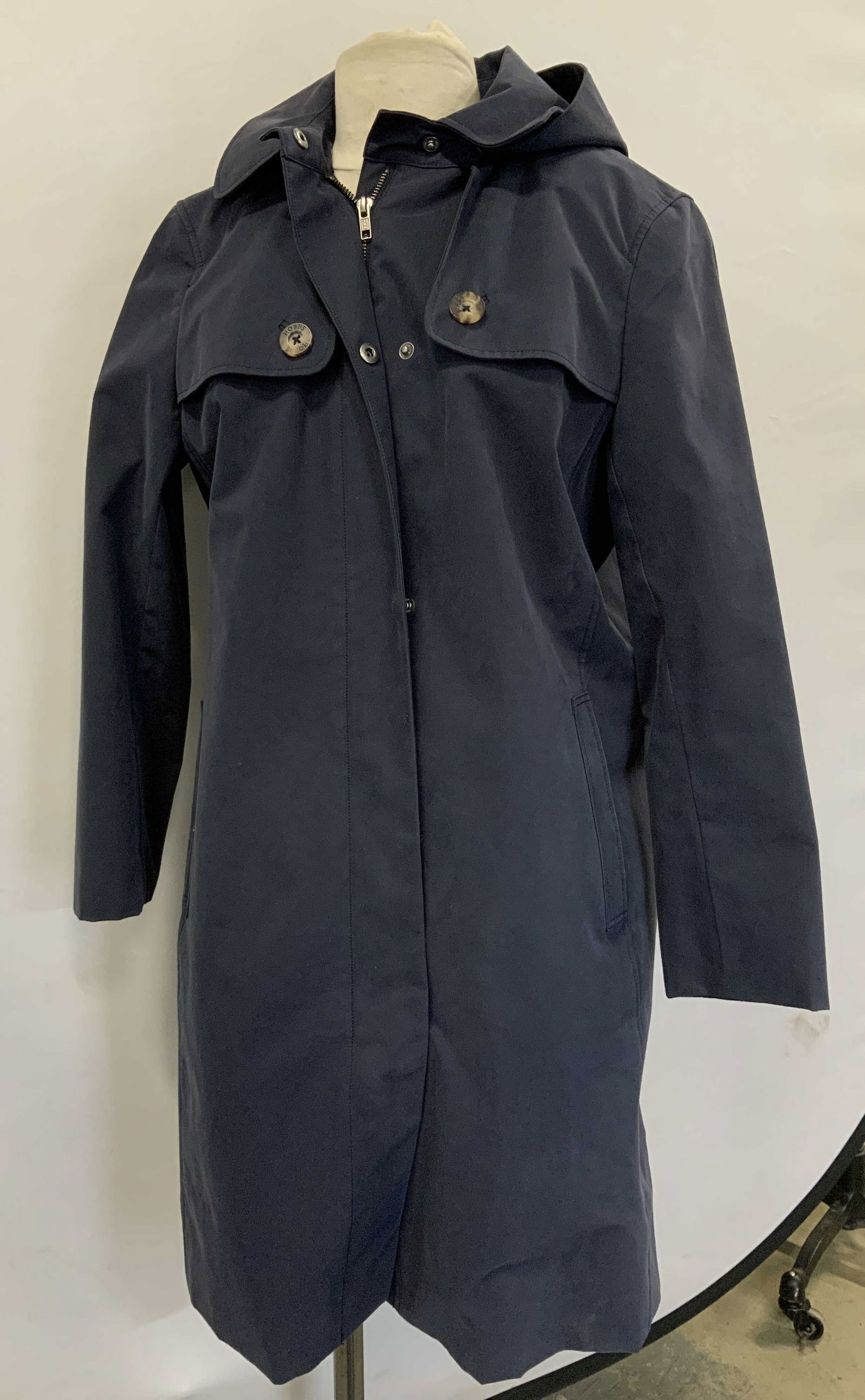 Hobbs London Navy Hooded Trench Coat (1 of 6)