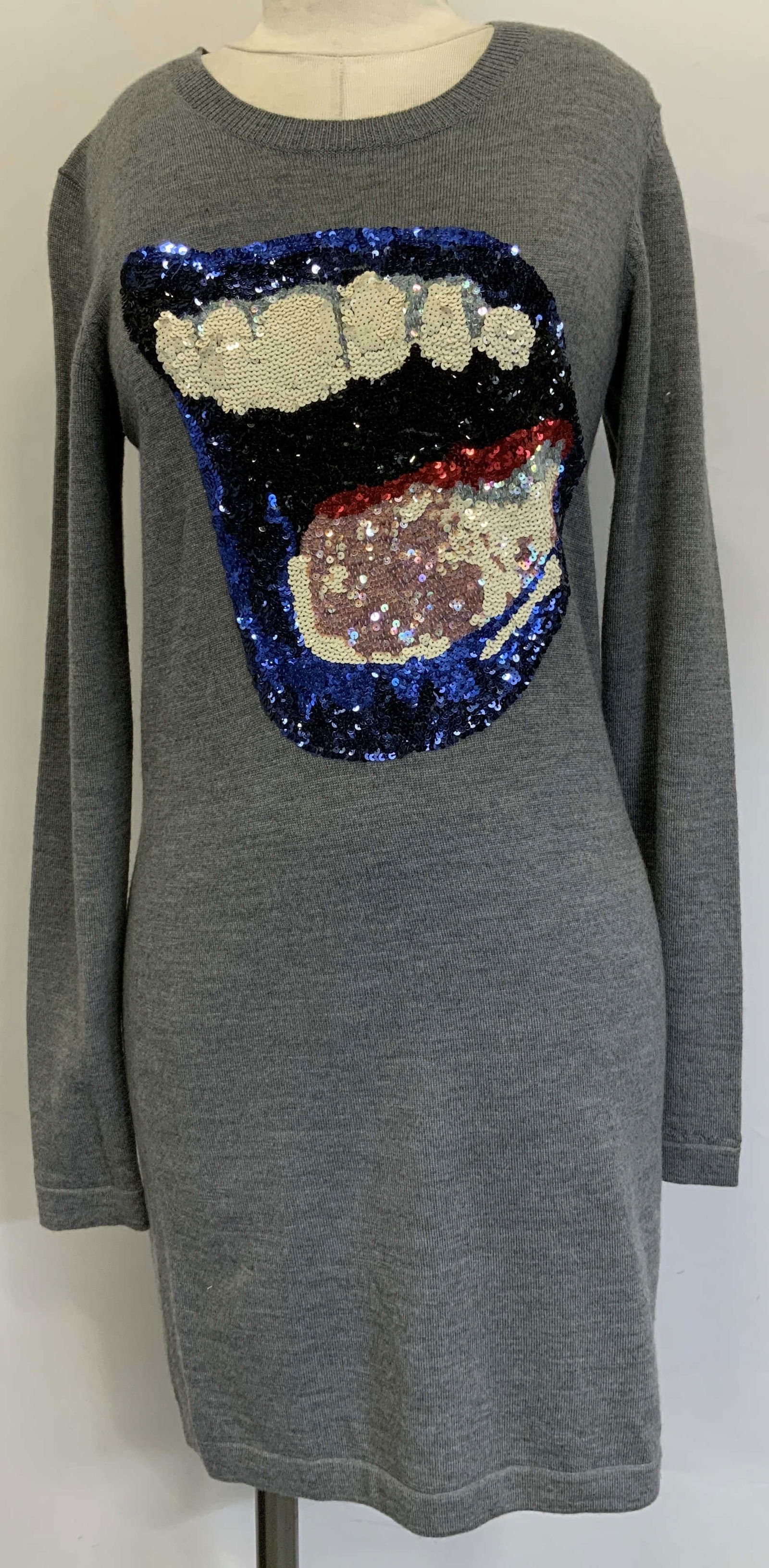 Markus Lupfer Embellished Lips Wool Dress (1 of 6)