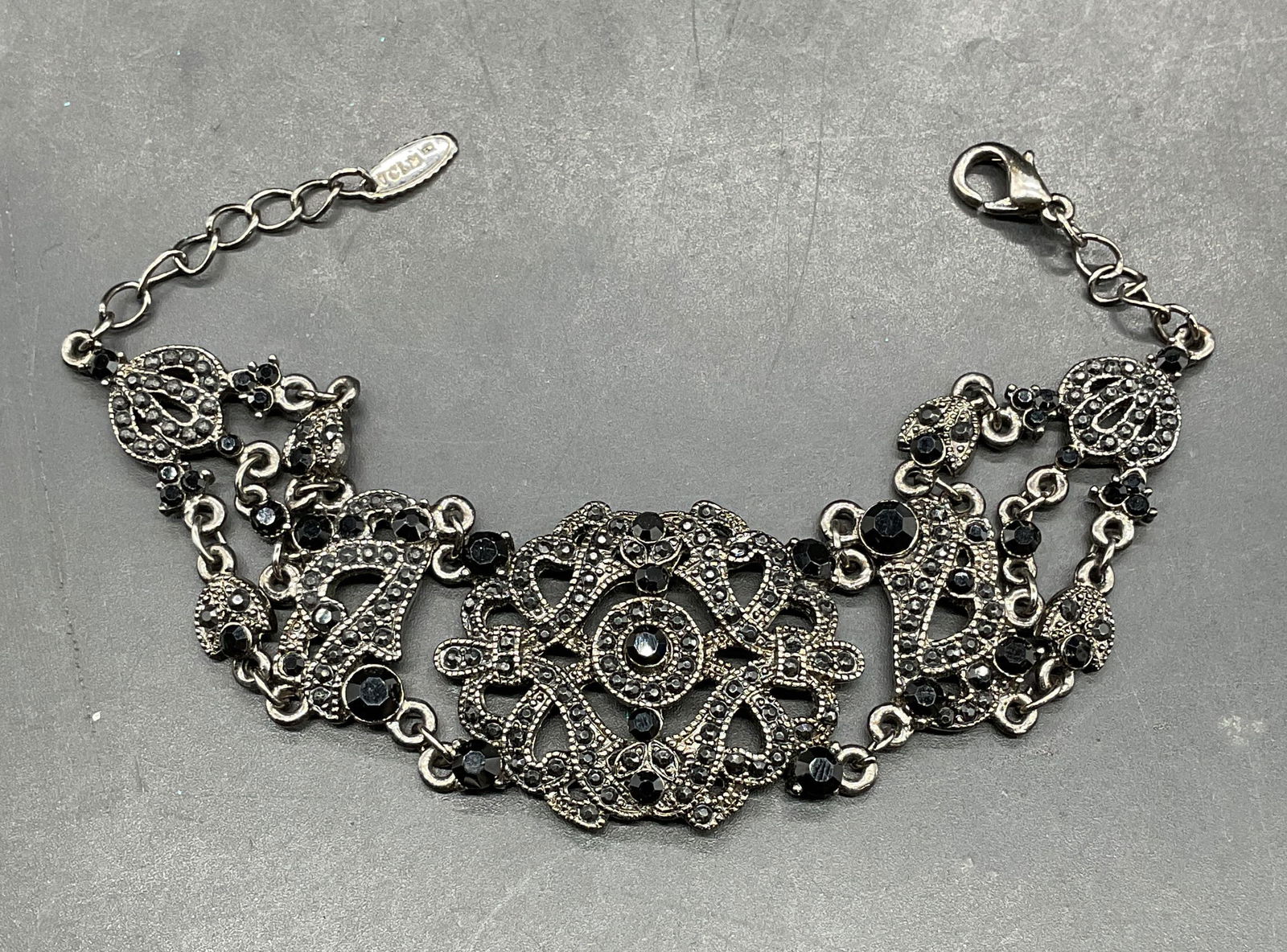 VCLM Silver Tone Black Crystal Bracelet (1 of 6)