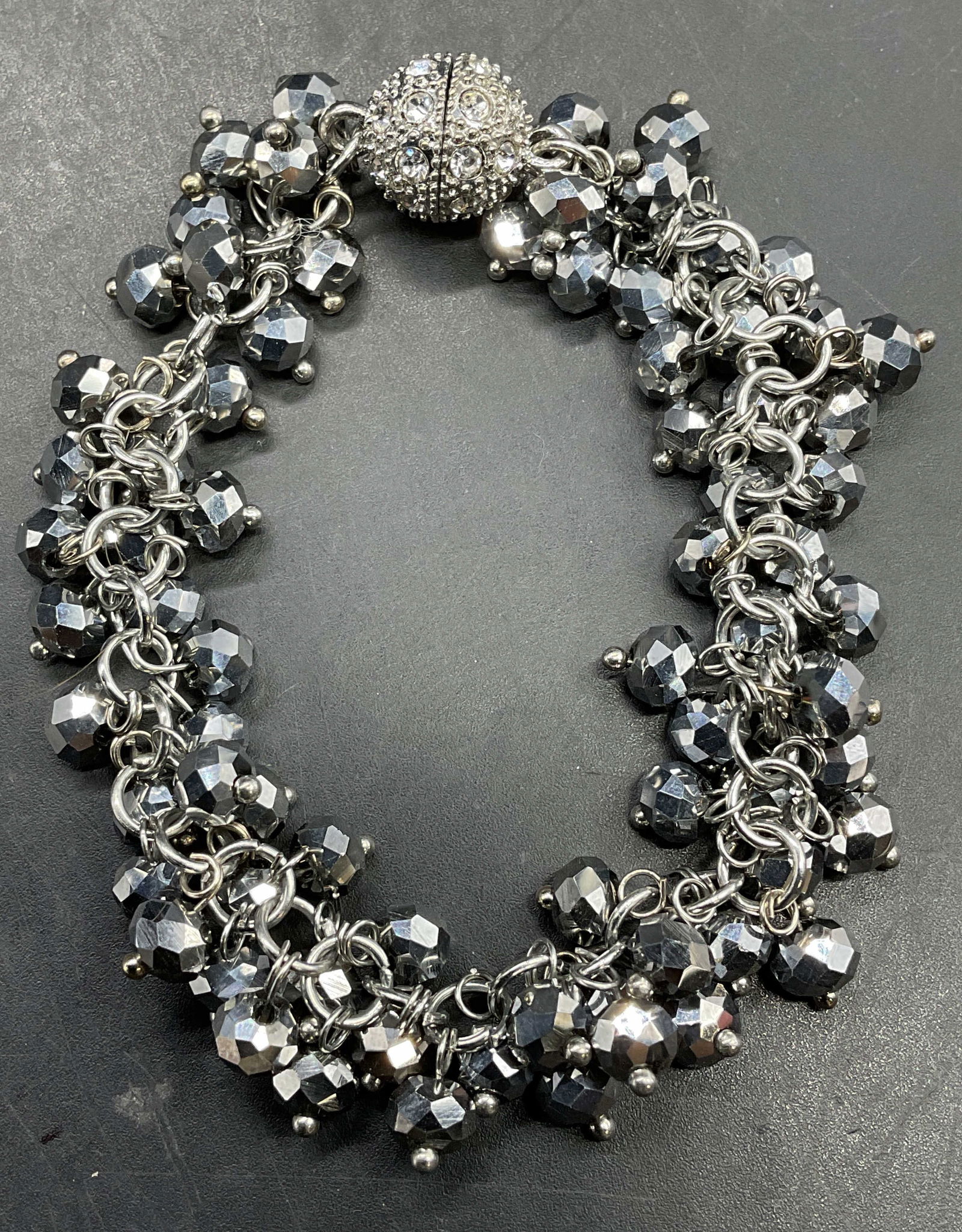 Silver Tone Lucite Crystal Beaded Bracelet (1 of 6)