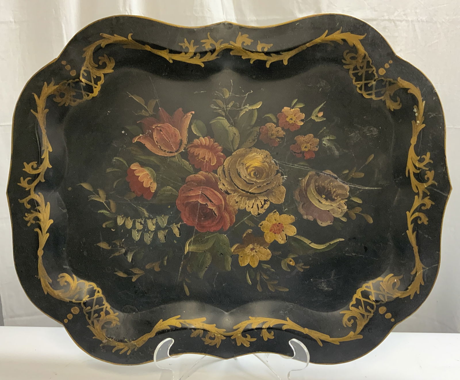 Vintage Hand Painted Rococo Style Toleware Tray (1 of 7)