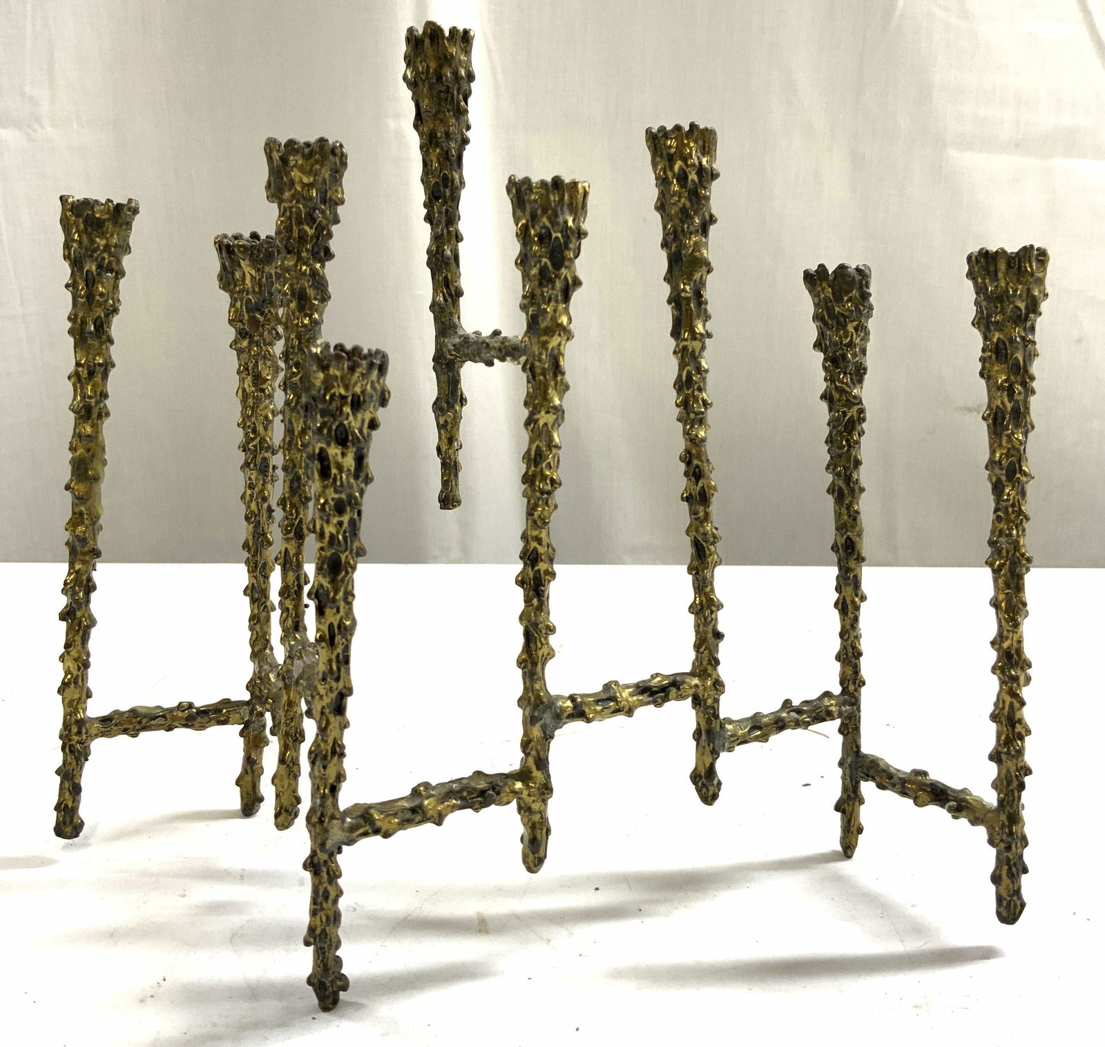 Vtg Paul Evans Style Brutalist Brass Menorah (1 of 8)