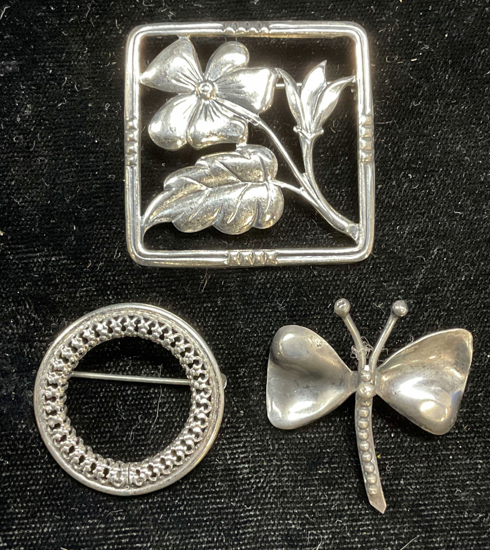 Lot 3 Vtg  + Sterling Silver Brooches (1 of 8)
