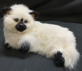 Rabbit Fur Siamese Cat Lying Plush