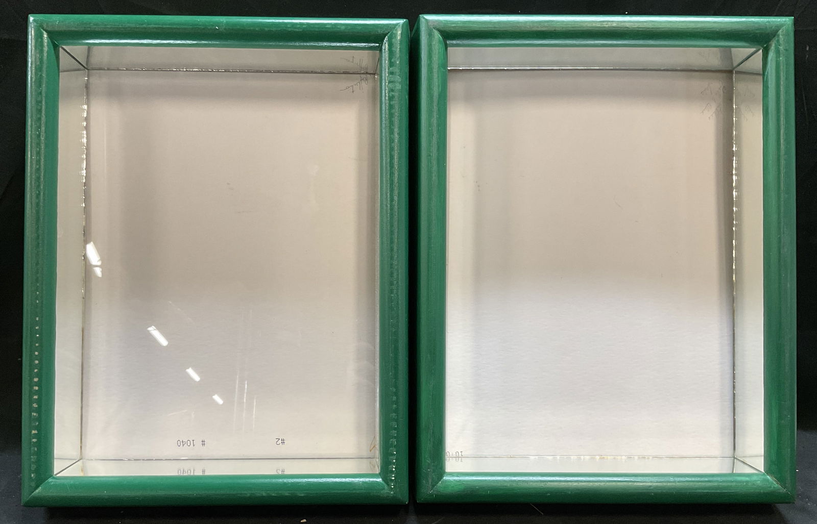 Pair Green Wood Mirrored Shadowbox Frames (1 of 6)