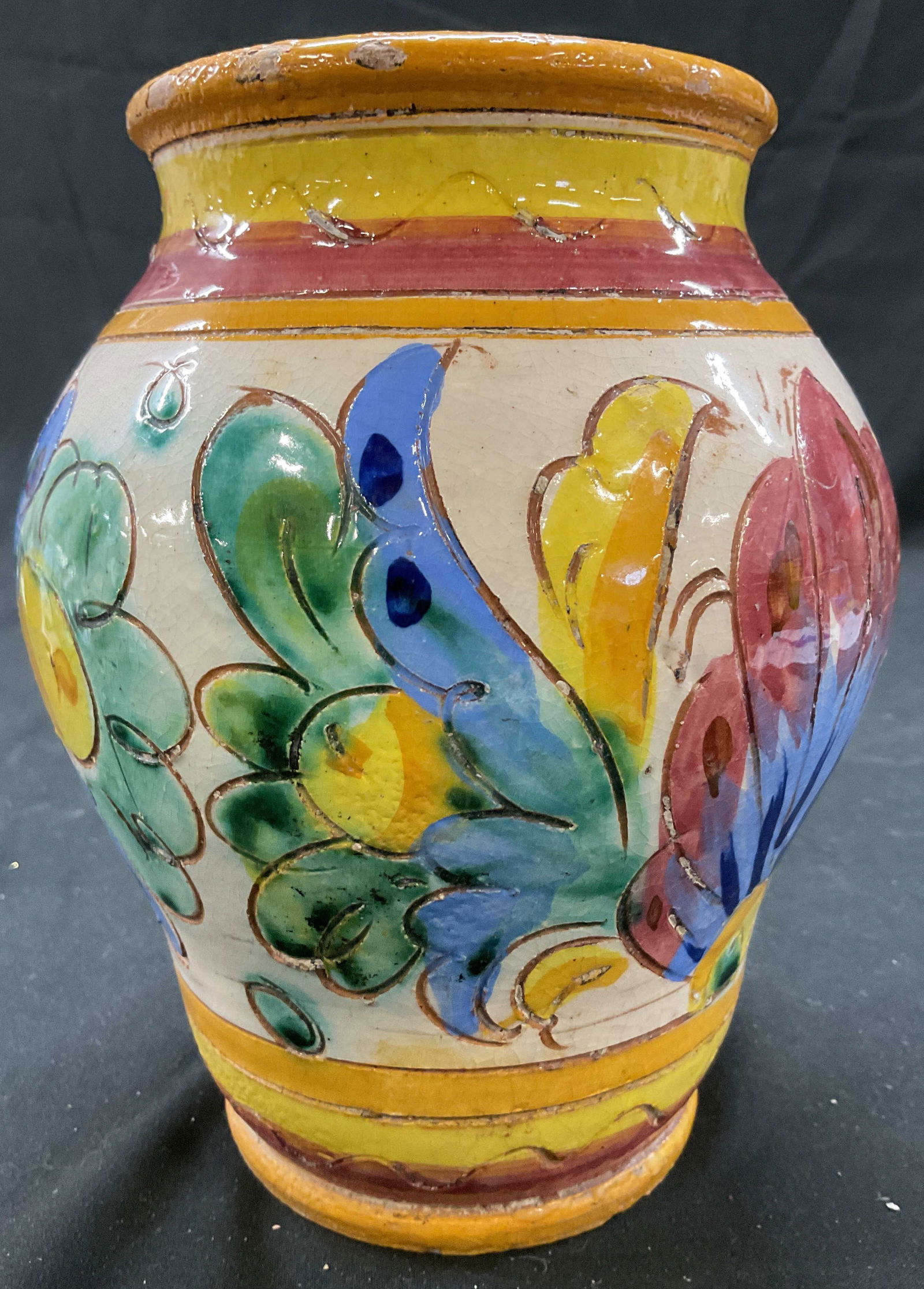 SGND Hand Painted Ceramic Floral Vase Italy (1 of 9)