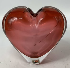 Sgnd Karlov Pink Hand Blown Glass Vase CZECH