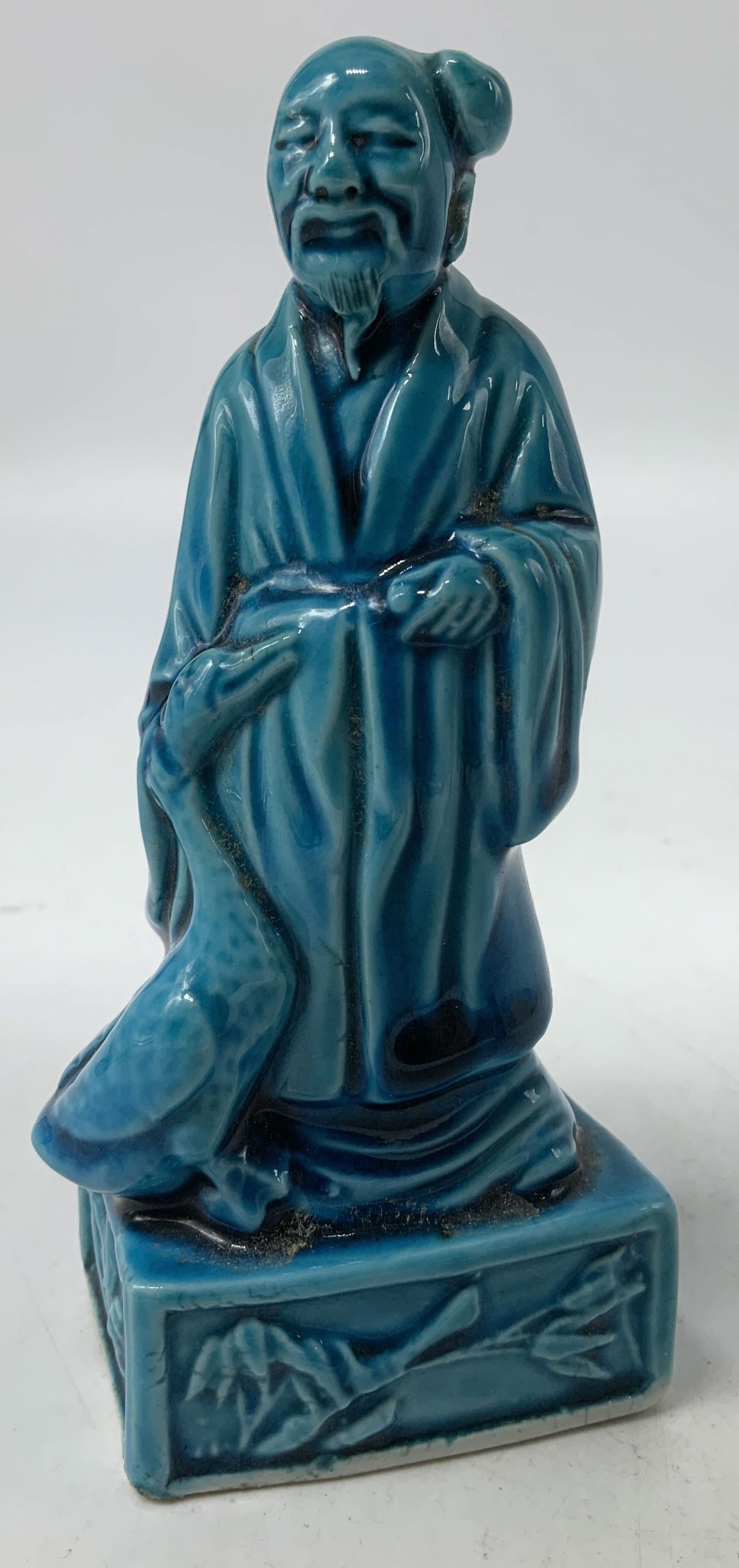 Vntg Chinese Immortal Blue Glazed Porc Figurine (1 of 6)