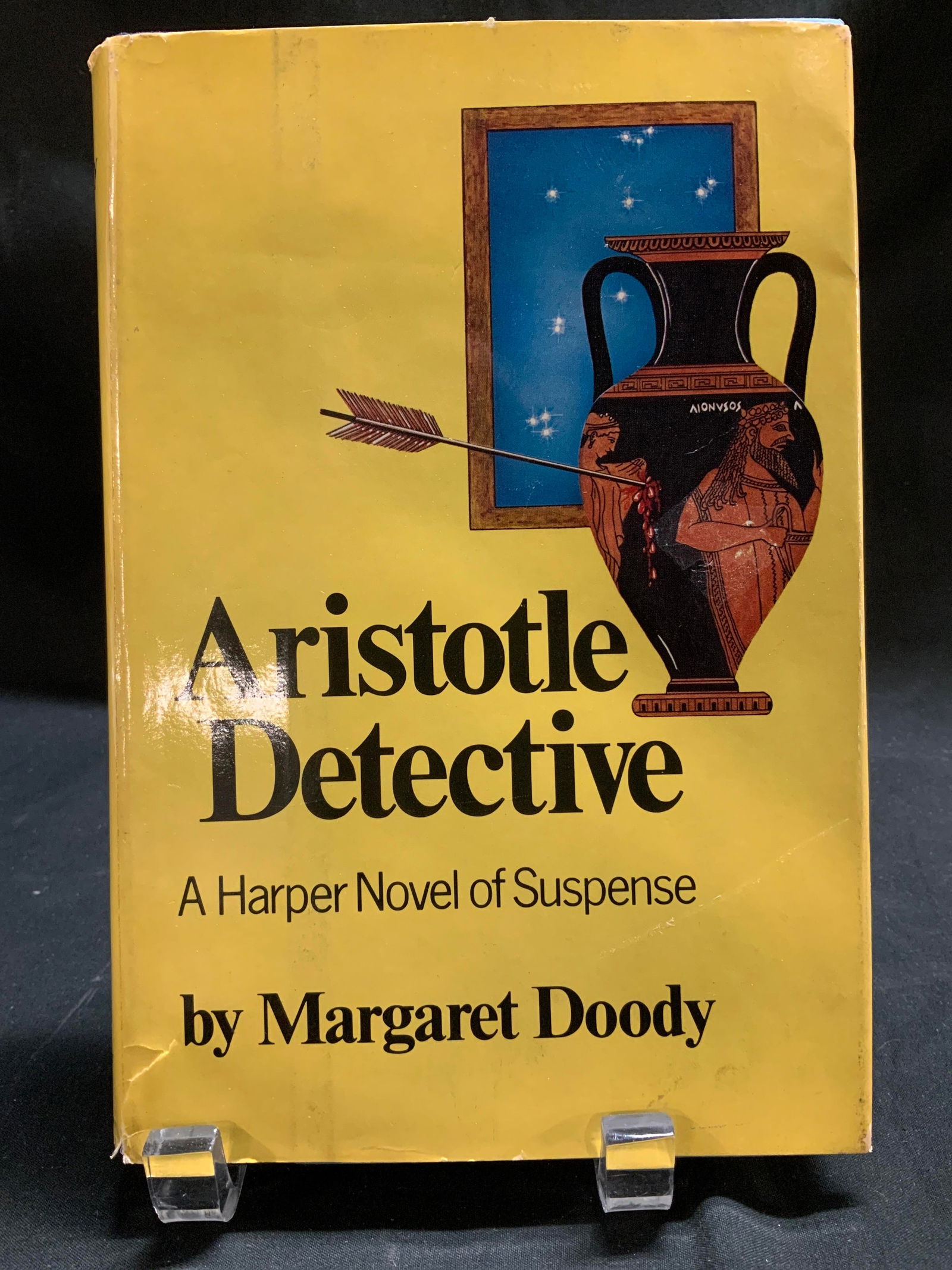 1978 Aristotle Detective 1st Ed Bk Margaret DOODY: Aristotle Detective by Margaret Doody. Harper & Row Publishers. NY. Copyright 1978. First U.S. Edition. Front cover features illustrations of an arrow through a vase. Surface wear consistent to age, u
