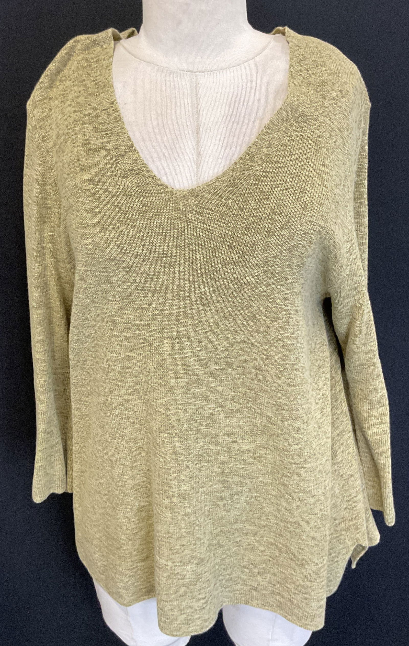 Eileen Fisher Green V Neck Sweater (1 of 7)