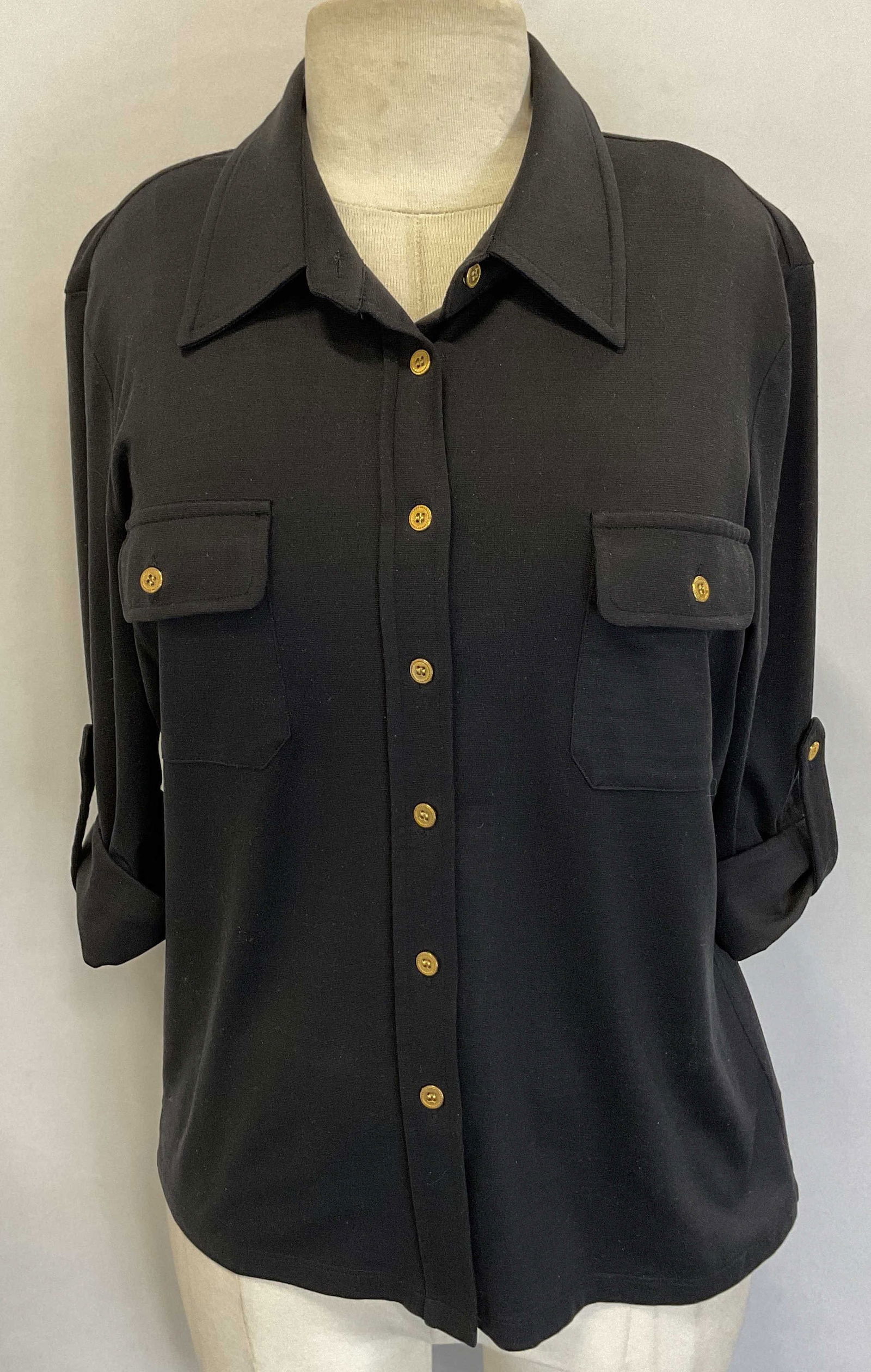 J. McLaughlin Black Buttoned Blouse (1 of 8)