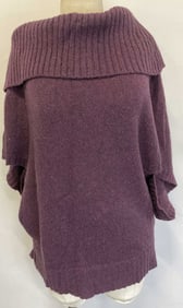 Eileen Fisher Purple Turtleneck Merino Wool Blouse