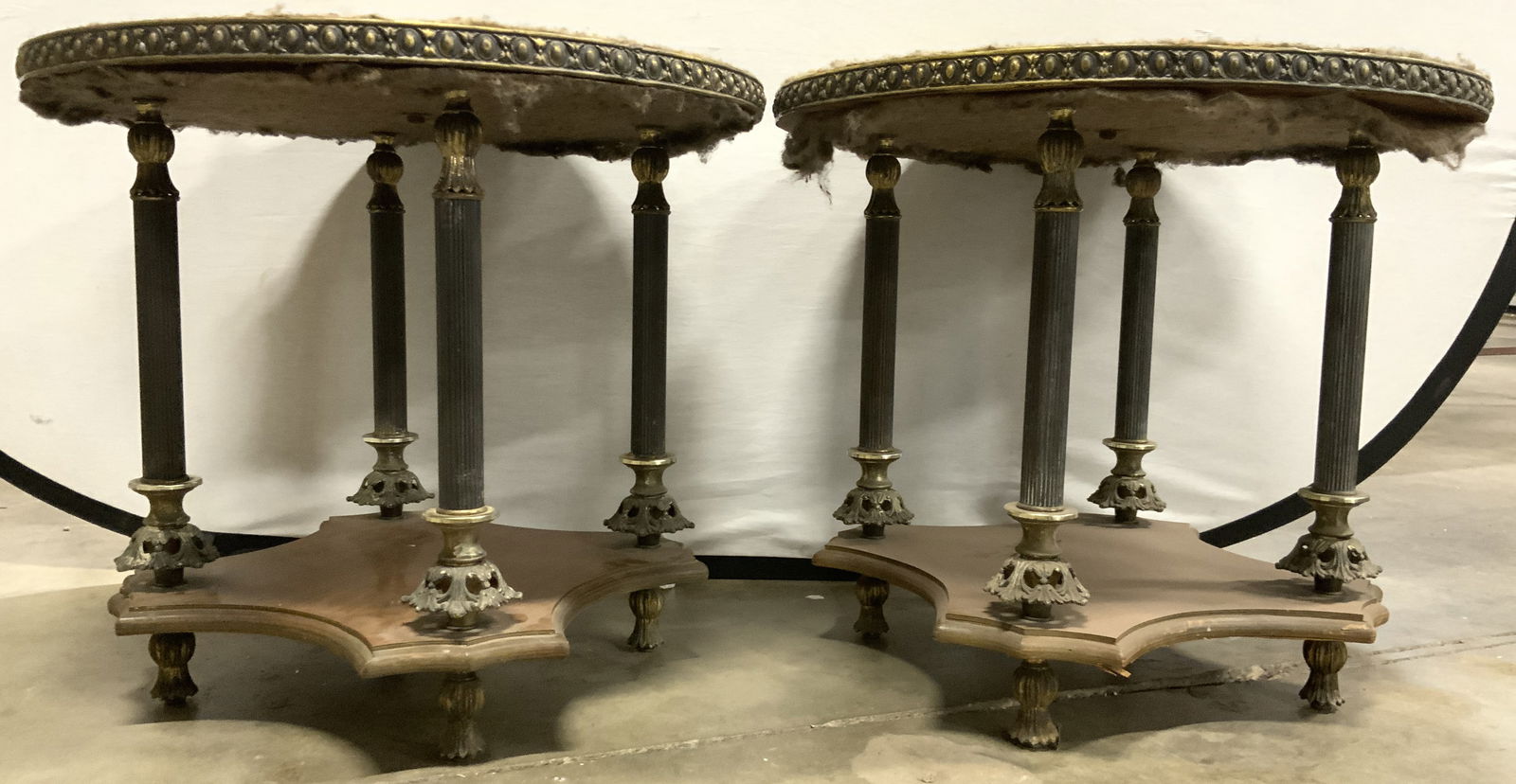 Pr Vtg French Brs & Wd Footed Side Tbl Bases (1 of 8)