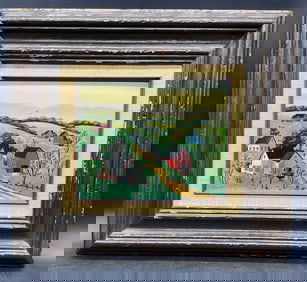 Signed Klein Americana Farm Village Oil Painting