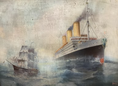 After Bishop SS Imperator Ocean Liner Ship Litho 46in