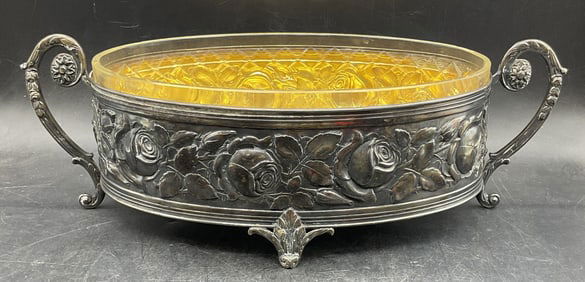 Vintage Silver Plated Floral Centerpiece Bowl