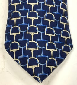 Burberrys Blue & Tan Geometric Silk Tie ENGLAND