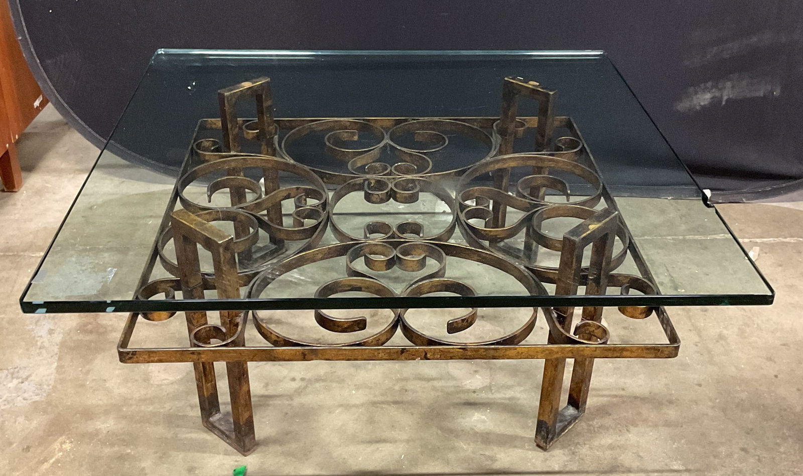 Gilded Wrought Iron Scroll Glass Coffee Table (1 of 6)