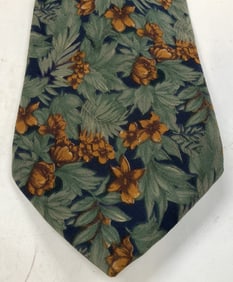 Fendi Green & Orange Floral Silk Necktie ITALY