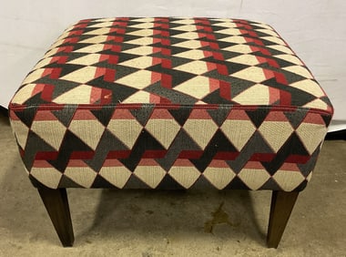 Bassett Upholstered Red Geometric Ottoman