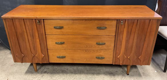 Vintage MCM Style Walnut Wood Credenza