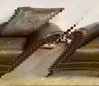 Chaddock Surrey Brown Leather Nailhead Armchair