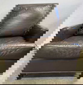 Hancock & Moore Brown Leather Nailhead Armchair