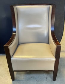 Hancock & Moore Beige Leather Wood Armchair