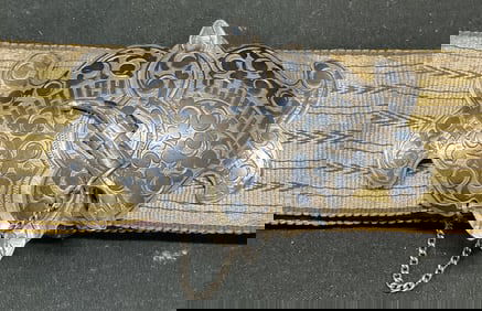 Antique Russian Niello Silver Belt Buckle + Belt