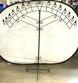 Vntg Wrought Iron Arch Fan Candelabra 56in