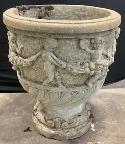 XL Concrete Stone Classical Cherub Garden Planter