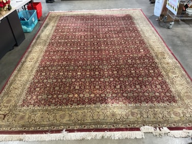 Red Floral Wool Room Size Area Rug