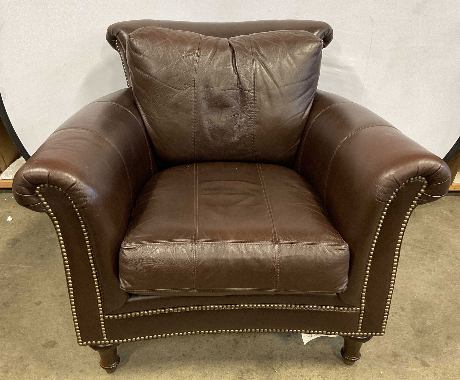 Chaddock Surrey Brown Leather Nailhead Armchair (1 of 6)