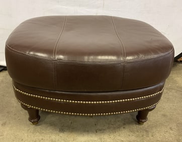 Chaddock Surrey Brown Leather Nailhead Ottoman