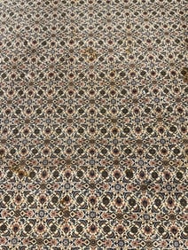 Blue & Pink Intricate Floral Wool Room Size Rug 178in