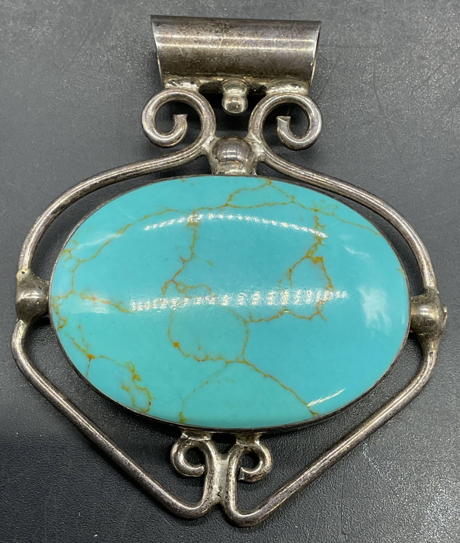 Vintage Sterling Silver Turquoise Pendant (1 of 6)