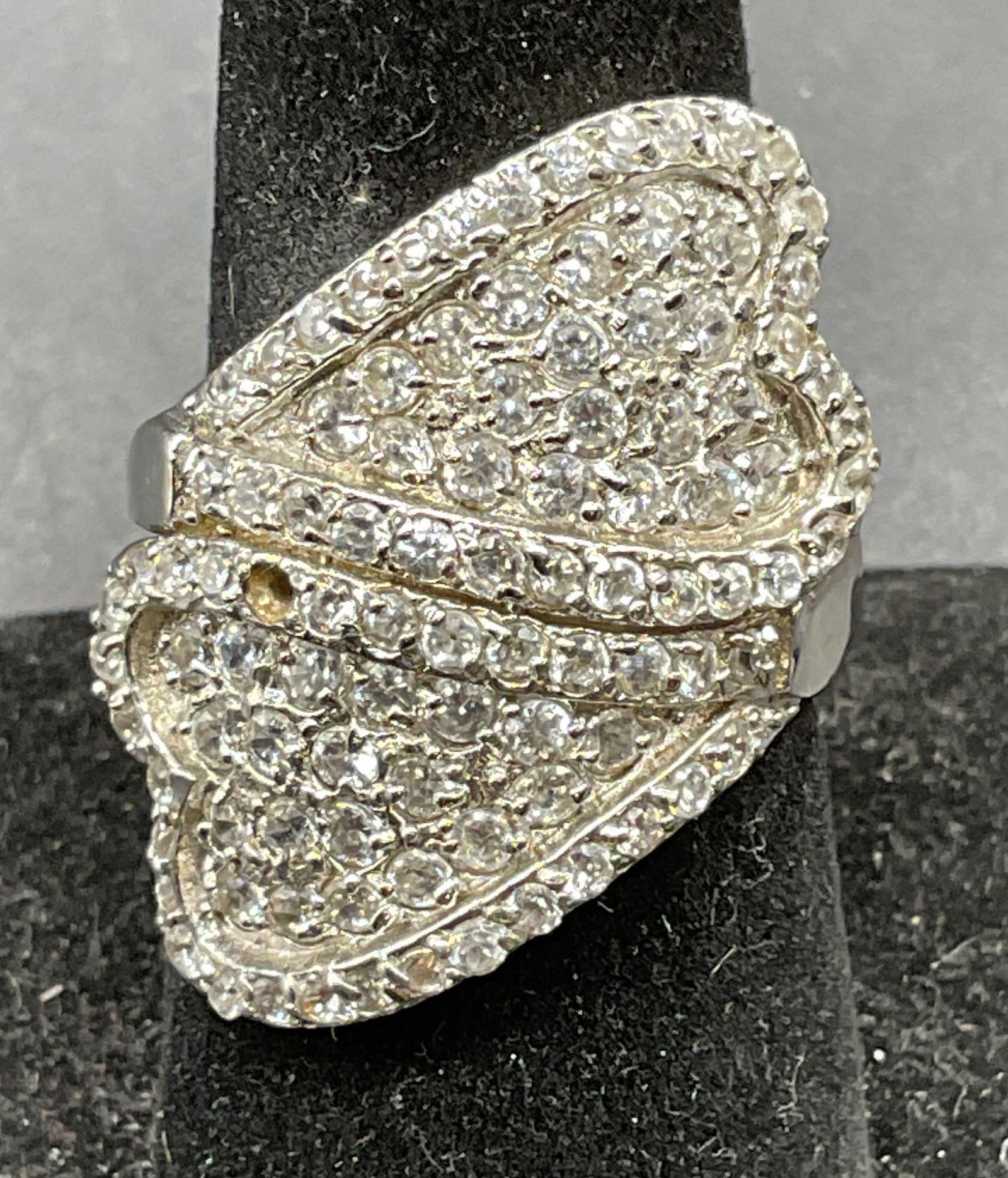Sterling Silver Double Heart Crystal Ring (1 of 6)