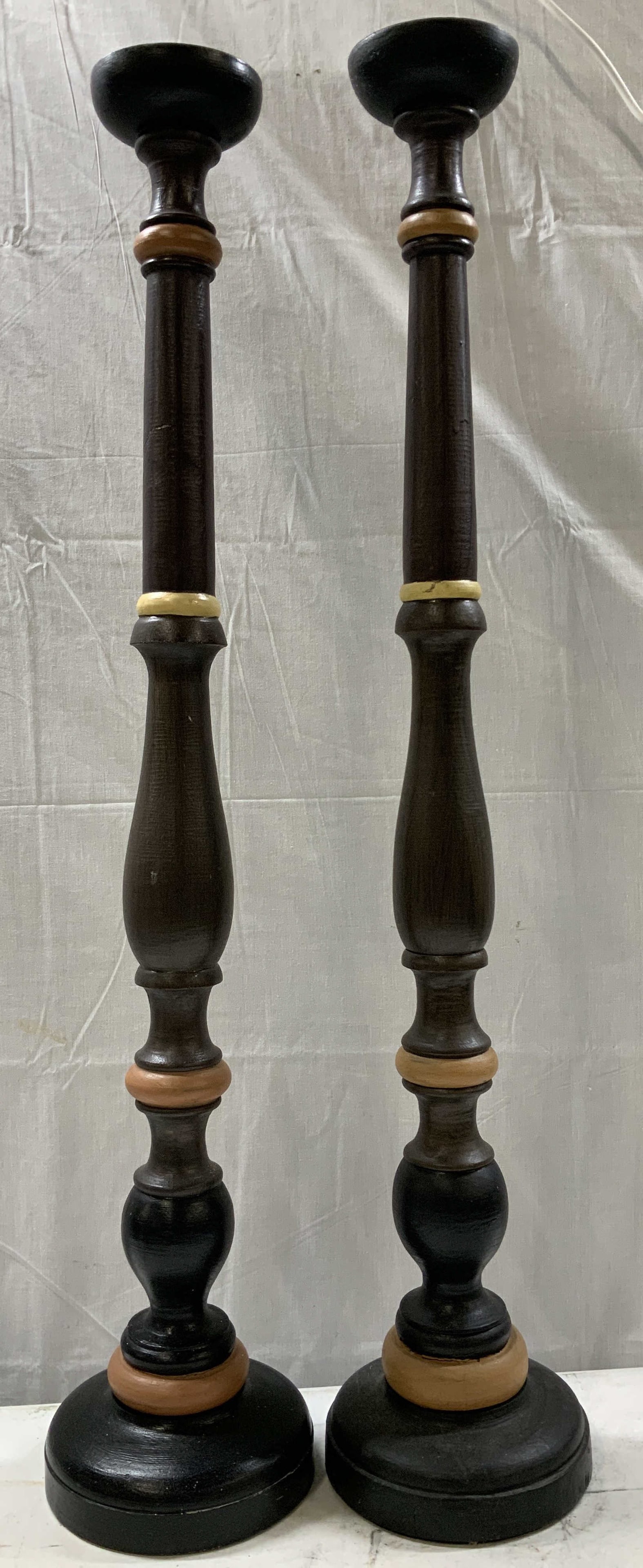 Pair Pier 1 Imports Wooden Candleholders USA (1 of 8)